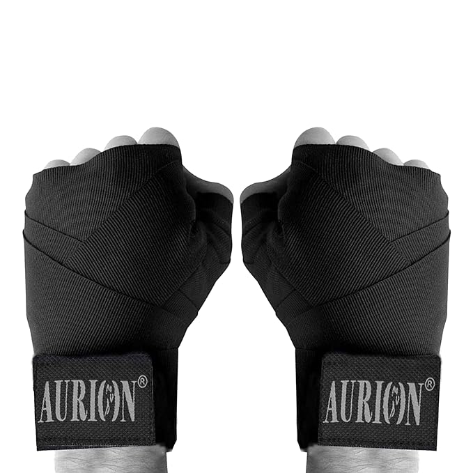 Aurion 3434 Canvas Boxing Hand Wraps, 108-inch (Black/Red/Blue)