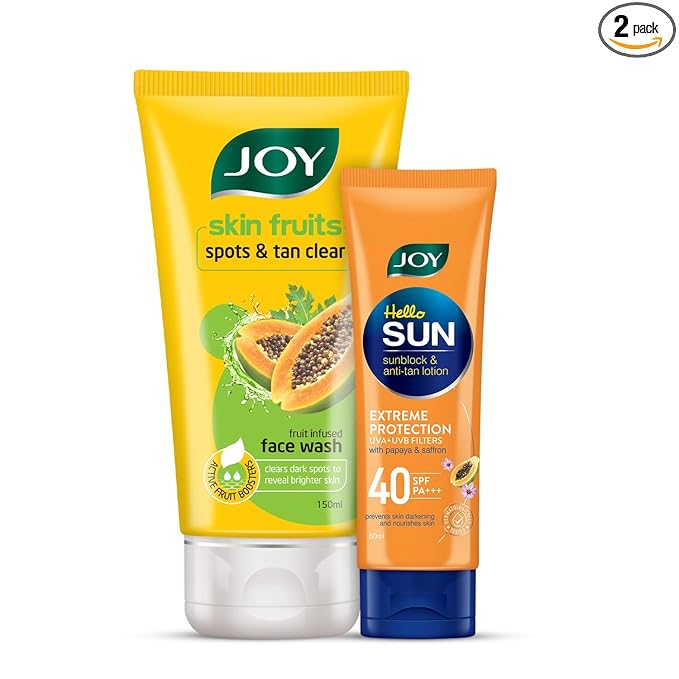 Joy Spots & Tan Clear Papaya face wash 150ml & Sunscreen SPF 40 PA+++ (60ml) For Sun & Tan Protection (Combo Pack) (2 Items in the set)