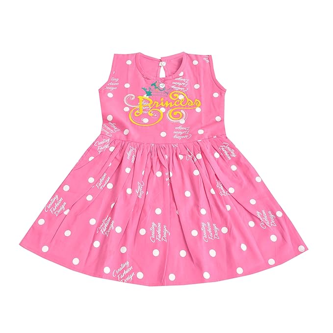 Sevgi Baby Girl's Pure Cotton Embroidered Over-All Printed Frock