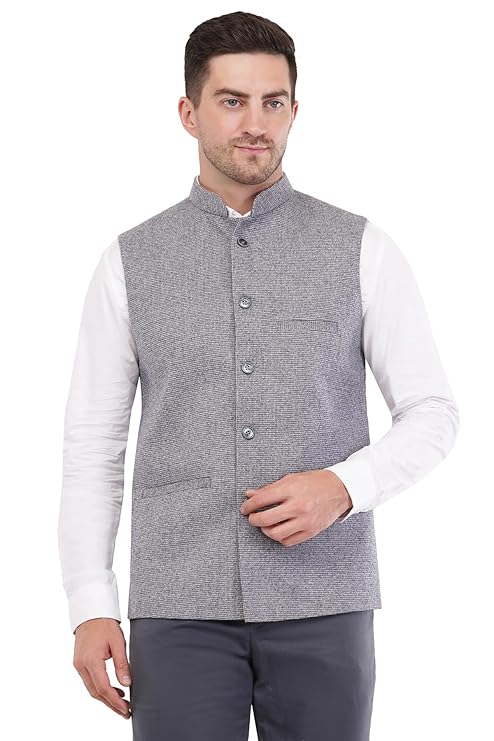 MALIK's KURTA KING Men's Tweed Wool Nehru Jacket Waistcoat