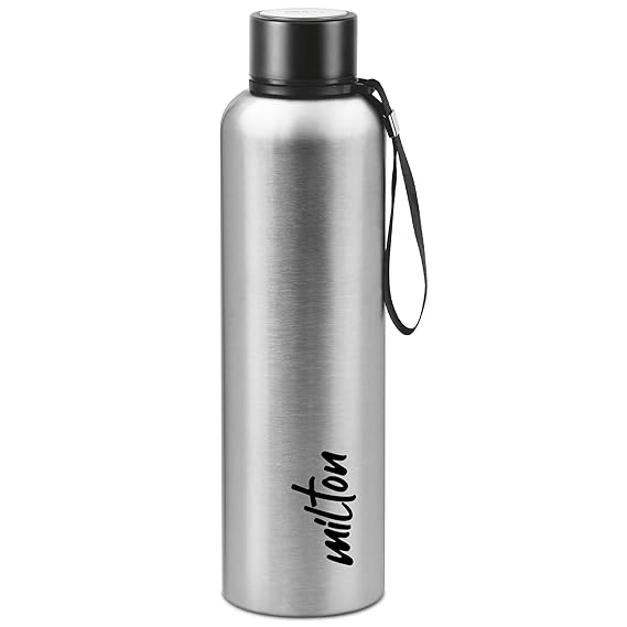 Milton Aura 1000 Thermosteel Bottle, 1050 ml Water Bottles, 24 Hours Hot and Cold, Easy to Carry, Easy Grip, Rust Proof, Tea, Coffee, Office, Travel Bottle, Silver