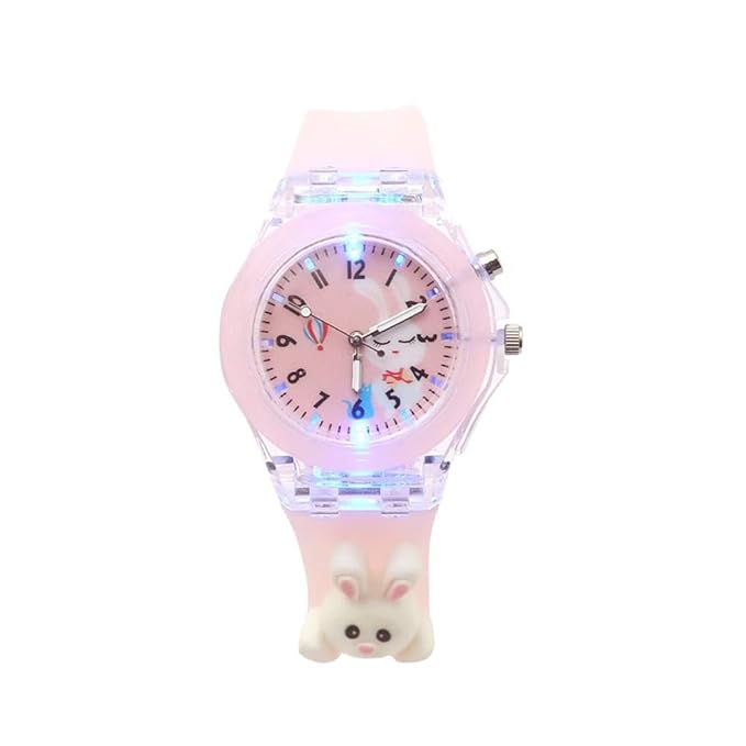 SPIKY Analog Watch for Kids | 3D Cartoon | 7 Multicolor LED Luminous Lights with Silicone Strap | Unisex Best Birthday Gift | Analogue Wrist Watches for Boys & Girls | Age 3-10 yrs